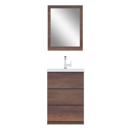 Alya Bath Paterno 24" Single Rosewood Modern Freestanding Bathroom Vanity With Acrylic Top and Integrated Sink - AB-MOA24-RW