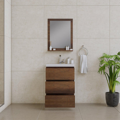 Alya Bath Paterno 24" Single Rosewood Modern Freestanding Bathroom Vanity With Acrylic Top and Integrated Sink - AB-MOA24-RW