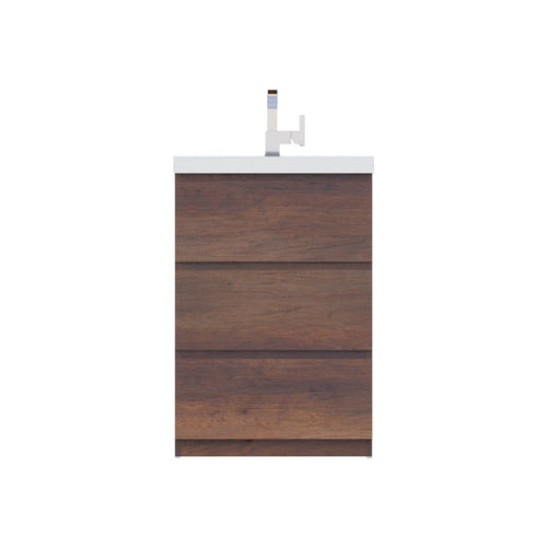 Alya Bath Paterno 24" Single Rosewood Modern Freestanding Bathroom Vanity With Acrylic Top and Integrated Sink - AB-MOA24-RW