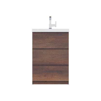 Alya Bath Paterno 24" Single Rosewood Modern Freestanding Bathroom Vanity With Acrylic Top and Integrated Sink - AB-MOA24-RW
