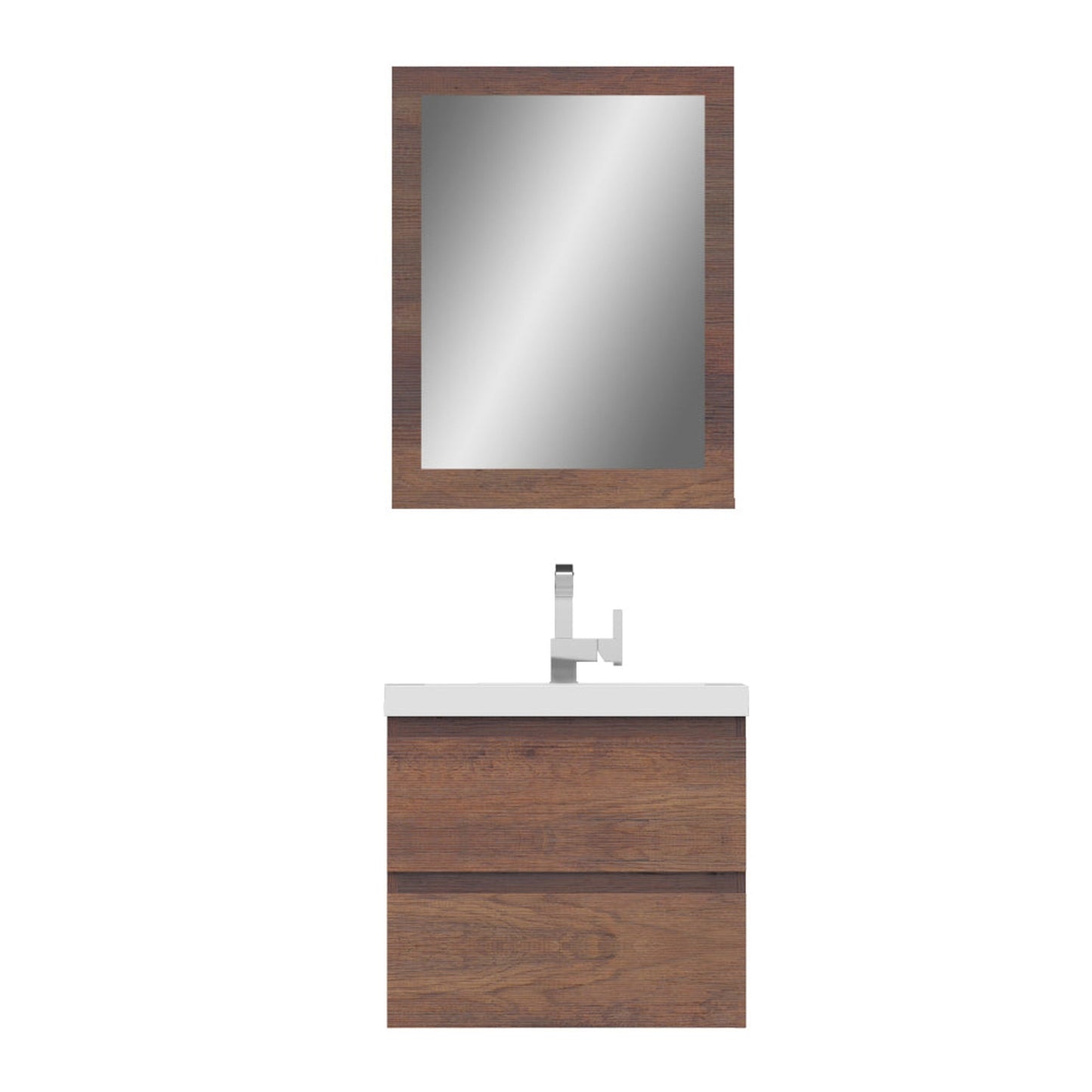 Alya Bath Paterno 24" Single Rosewood Modern Wall Mounted  Bathroom Vanity With Acrylic Top and Integrated Sink - AB-MOF24-RW