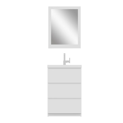 Alya Bath Paterno 24" Single White Modern Freestanding Bathroom Vanity With Acrylic Top and Integrated Sink - AB-MOA24-W