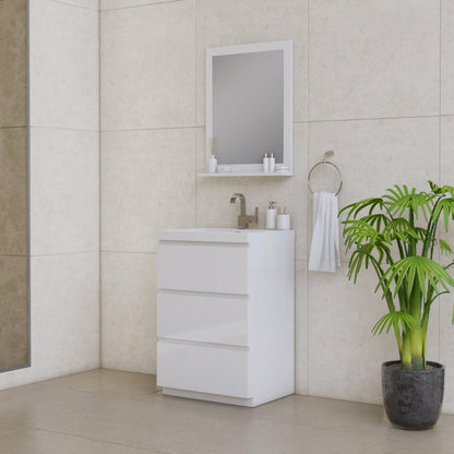 Alya Bath Paterno 24" Single White Modern Freestanding Bathroom Vanity With Acrylic Top and Integrated Sink - AB-MOA24-W