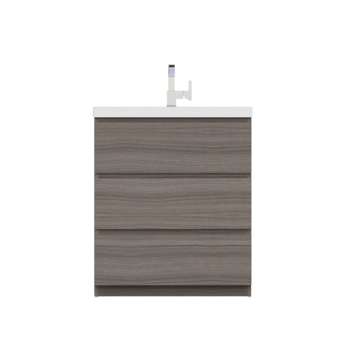 Alya Bath Paterno 30" Single Gray Modern Freestanding  Single Bathroom Vanity With Acrylic Top and Integrated Sink - AB-MOA30-G