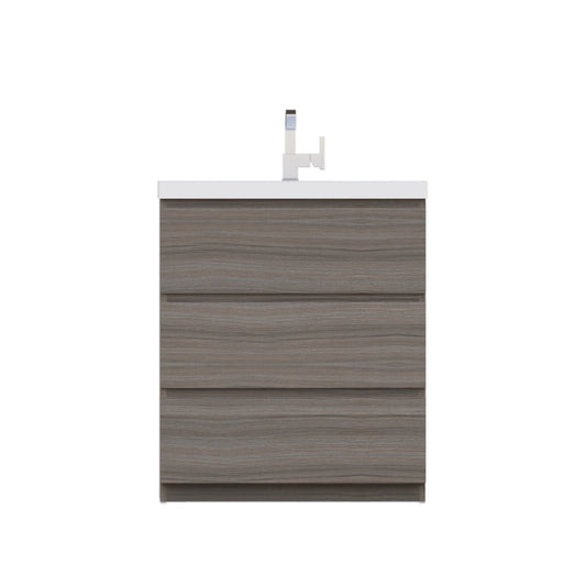 Alya Bath Paterno 30" Single Gray Modern Freestanding  Single Bathroom Vanity With Acrylic Top and Integrated Sink - AB-MOA30-G