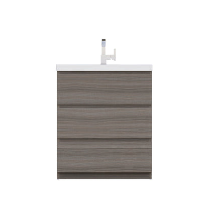 Alya Bath Paterno 30" Single Gray Modern Freestanding  Single Bathroom Vanity With Acrylic Top and Integrated Sink - AB-MOA30-G