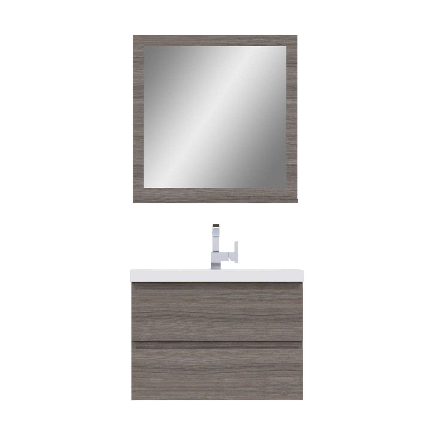 Alya Bath Paterno 30" Single Gray Wall Mounted  Bathroom Vanity With Acrylic Top and Integrated Sink - AB-MOF30-G