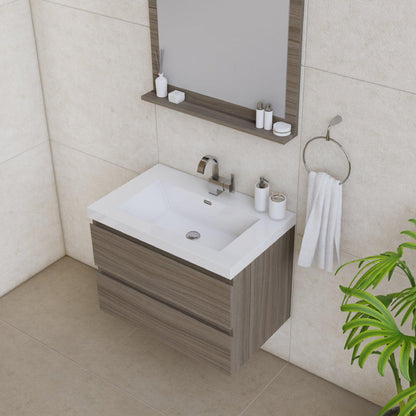 Alya Bath Paterno 30" Single Gray Wall Mounted  Bathroom Vanity With Acrylic Top and Integrated Sink - AB-MOF30-G