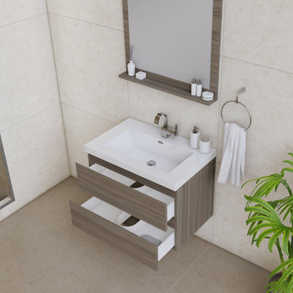 Alya Bath Paterno 30" Single Gray Wall Mounted  Bathroom Vanity With Acrylic Top and Integrated Sink - AB-MOF30-G