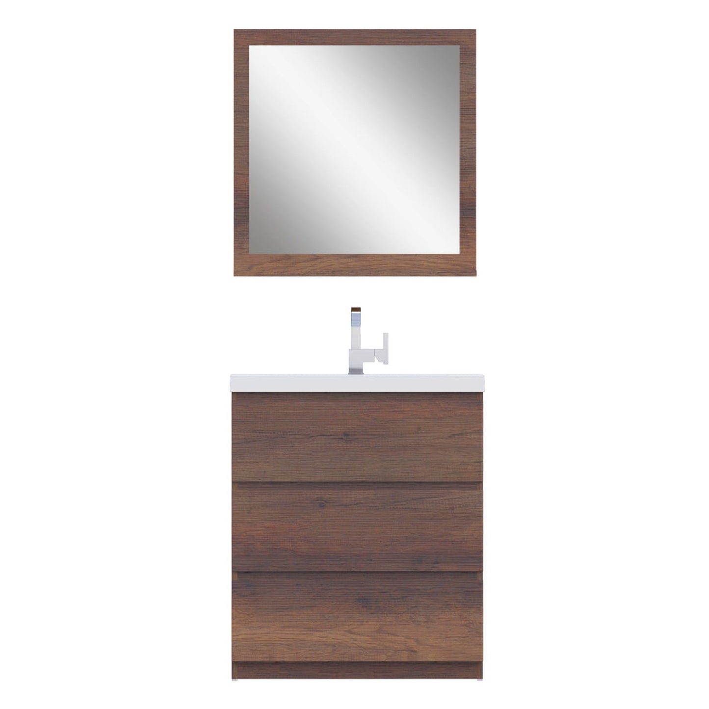 Alya Bath Paterno 30" Single Rosewood  Modern Freestanding  Bathroom Vanity With Acrylic Top and Integrated Sink - AB-MOA30-RW