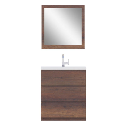 Alya Bath Paterno 30" Single Rosewood  Modern Freestanding  Bathroom Vanity With Acrylic Top and Integrated Sink - AB-MOA30-RW