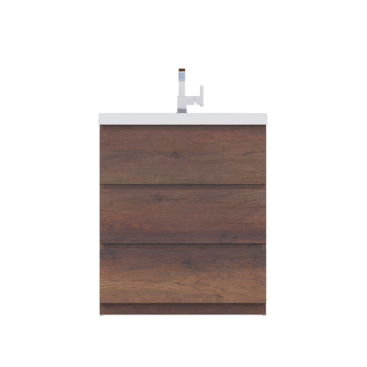 Alya Bath Paterno 30" Single Rosewood  Modern Freestanding  Bathroom Vanity With Acrylic Top and Integrated Sink - AB-MOA30-RW
