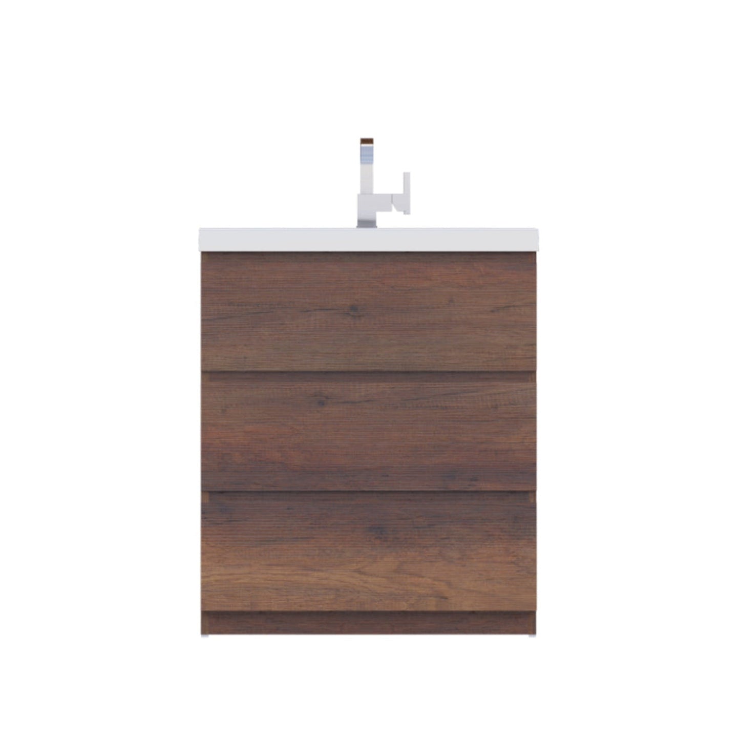 Alya Bath Paterno 30" Single Rosewood  Modern Freestanding  Bathroom Vanity With Acrylic Top and Integrated Sink - AB-MOA30-RW