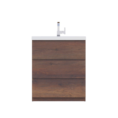 Alya Bath Paterno 30" Single Rosewood  Modern Freestanding  Bathroom Vanity With Acrylic Top and Integrated Sink - AB-MOA30-RW