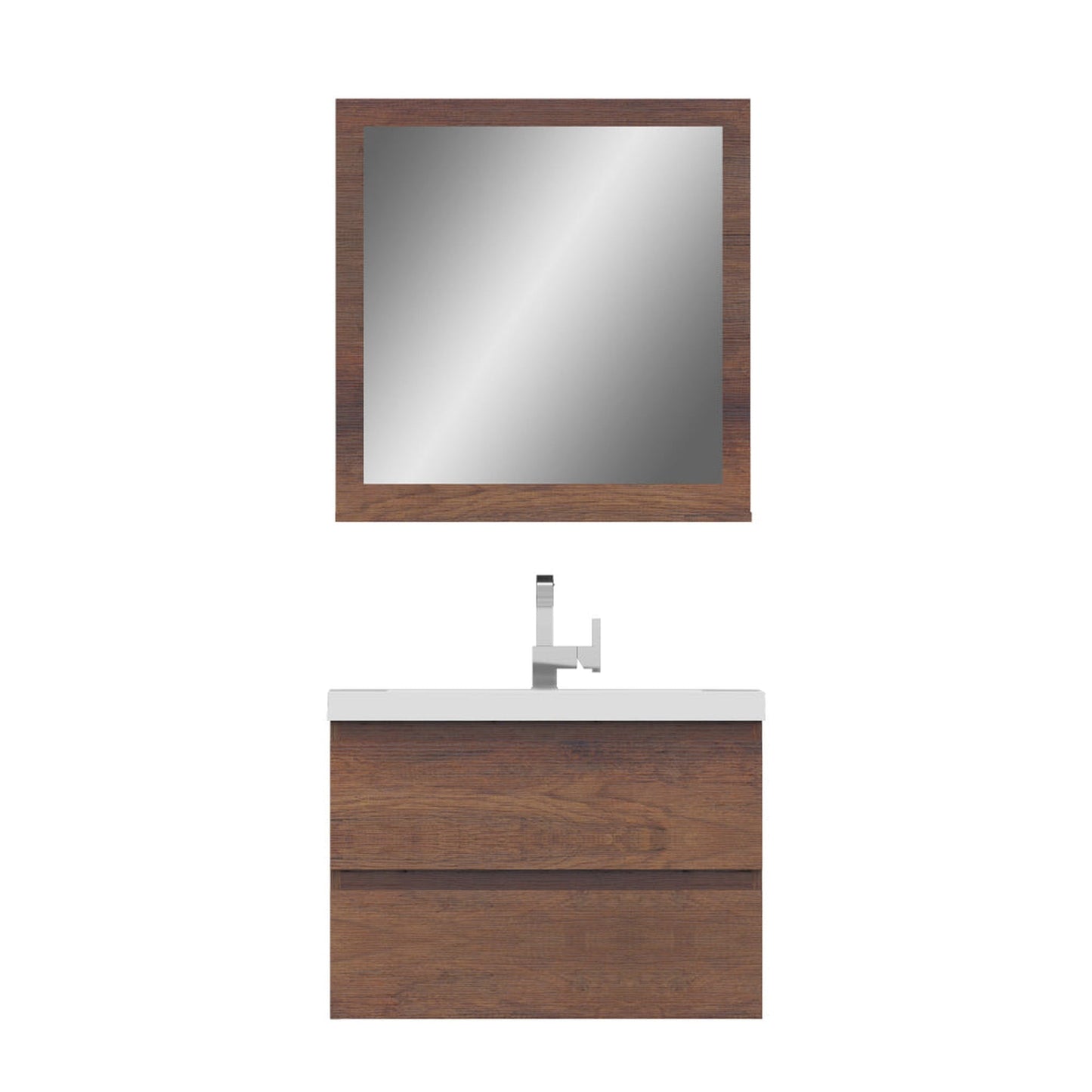 Alya Bath Paterno 30" Single Rosewood Modern Wall Mounted  Bathroom Vanity With Acrylic Top and Integrated Sink - AB-MOF30-RW