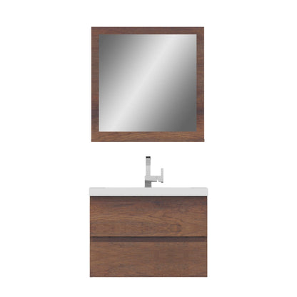 Alya Bath Paterno 30" Single Rosewood Modern Wall Mounted  Bathroom Vanity With Acrylic Top and Integrated Sink - AB-MOF30-RW