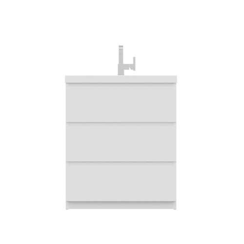 Alya Bath Paterno 30" Single White Modern Freestanding  Bathroom Vanity With Acrylic Top and Integrated Sink - AB-MOA30-W