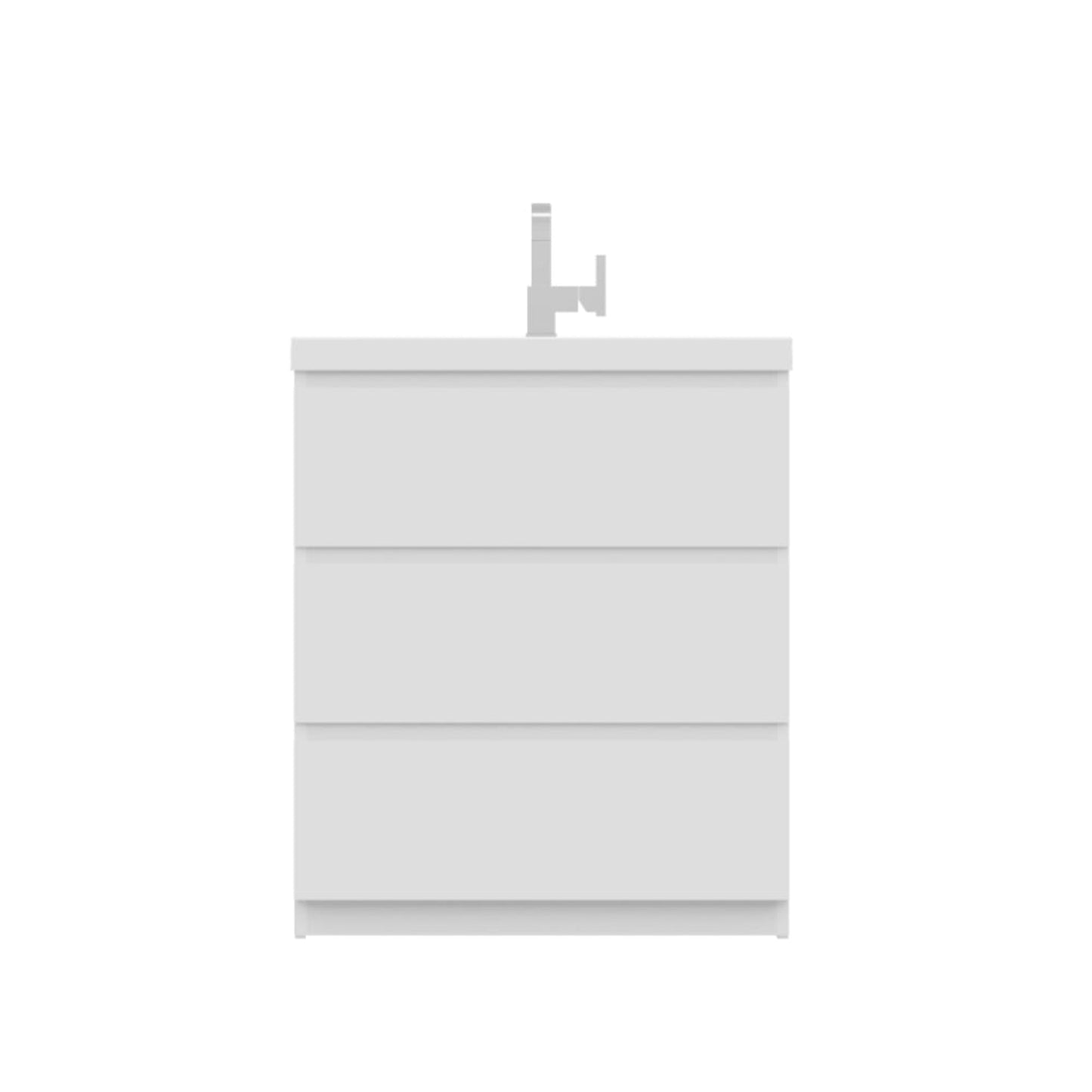 Alya Bath Paterno 30" Single White Modern Freestanding  Bathroom Vanity With Acrylic Top and Integrated Sink - AB-MOA30-W
