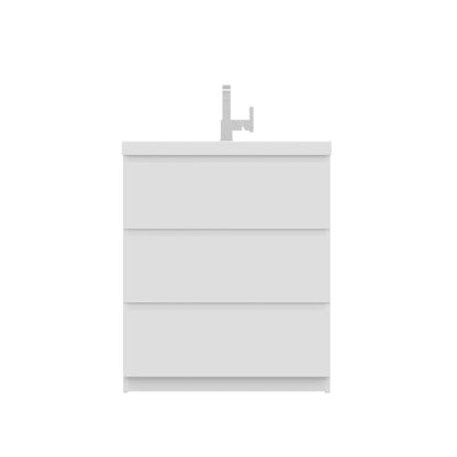Alya Bath Paterno 30" Single White Modern Freestanding  Bathroom Vanity With Acrylic Top and Integrated Sink - AB-MOA30-W