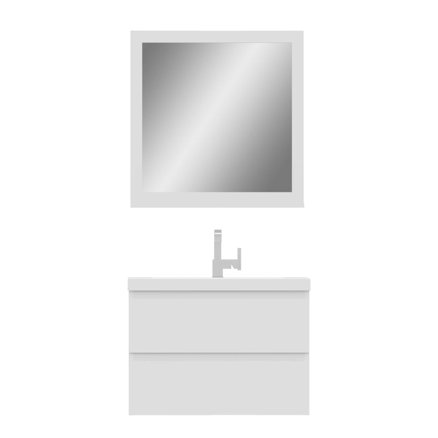 Alya Bath Paterno 30" Single White Modern Wall Mounted  Bathroom Vanity With Acrylic Top and Integrated Sink - AB-MOF30-W
