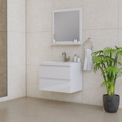 Alya Bath Paterno 30" Single White Modern Wall Mounted  Bathroom Vanity With Acrylic Top and Integrated Sink - AB-MOF30-W