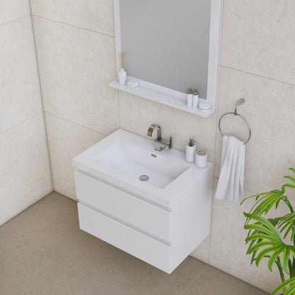 Alya Bath Paterno 30" Single White Modern Wall Mounted  Bathroom Vanity With Acrylic Top and Integrated Sink - AB-MOF30-W