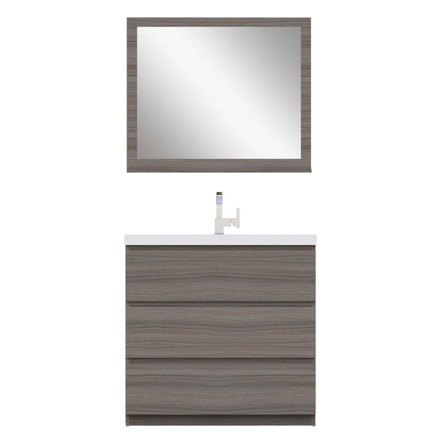 Alya Bath Paterno 36" Single Gray Modern Freestanding  Bathroom Vanity With Acrylic Top and Integrated Sink - AB-MOA36-G