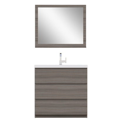 Alya Bath Paterno 36" Single Gray Modern Freestanding  Bathroom Vanity With Acrylic Top and Integrated Sink - AB-MOA36-G