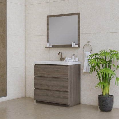 Alya Bath Paterno 36" Single Gray Modern Freestanding  Bathroom Vanity With Acrylic Top and Integrated Sink - AB-MOA36-G