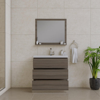 Alya Bath Paterno 36" Single Gray Modern Freestanding  Bathroom Vanity With Acrylic Top and Integrated Sink - AB-MOA36-G