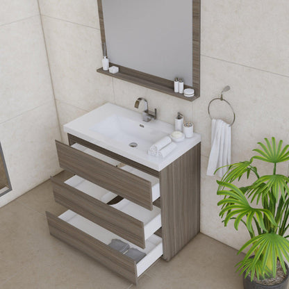 Alya Bath Paterno 36" Single Gray Modern Freestanding  Bathroom Vanity With Acrylic Top and Integrated Sink - AB-MOA36-G