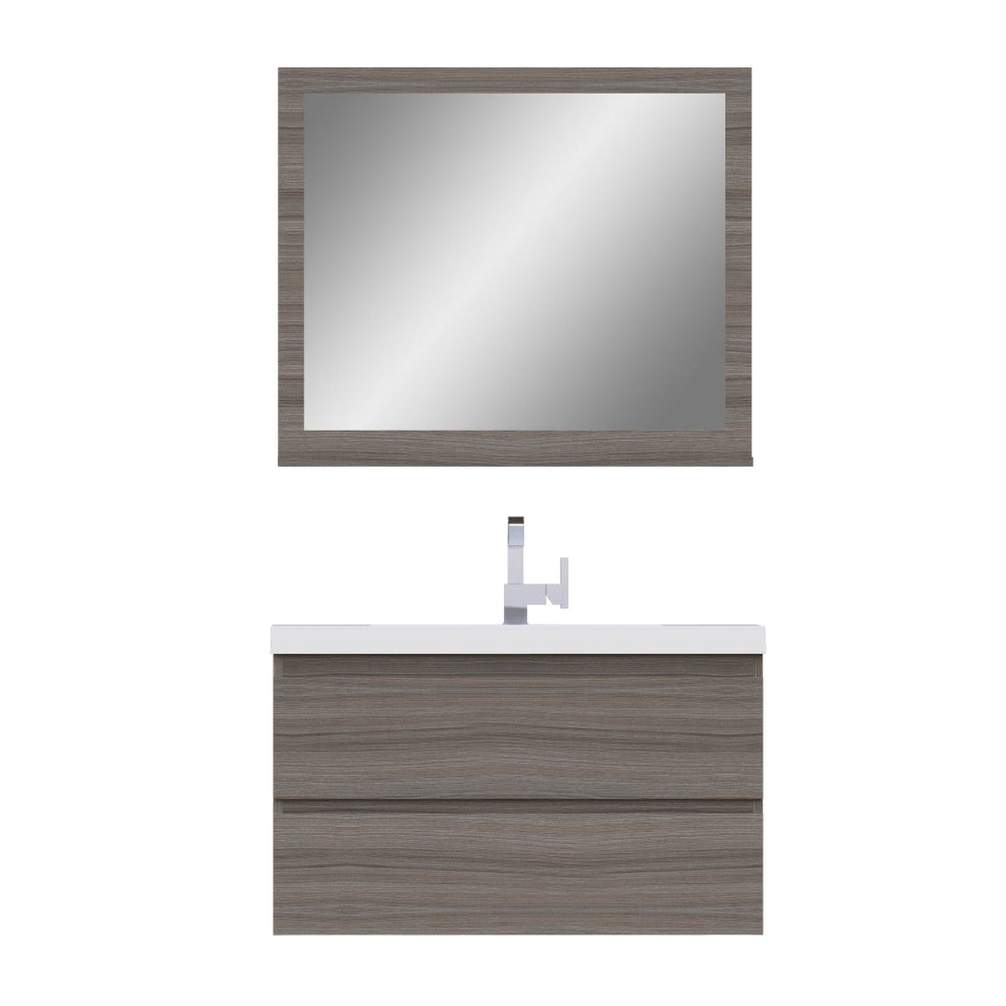 Alya Bath Paterno 36" Single Gray Modern Wall Mounted  Bathroom Vanity With Acrylic Top and Integrated Sink - AB-MOF36-G