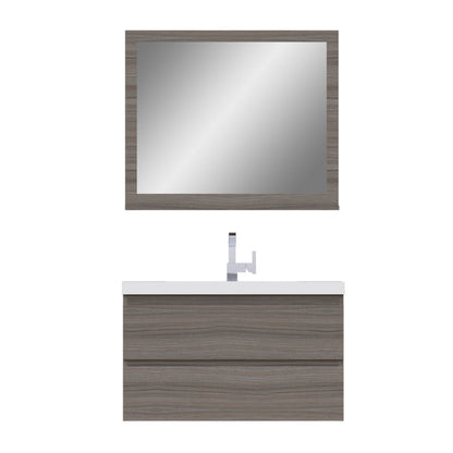 Alya Bath Paterno 36" Single Gray Modern Wall Mounted  Bathroom Vanity With Acrylic Top and Integrated Sink - AB-MOF36-G