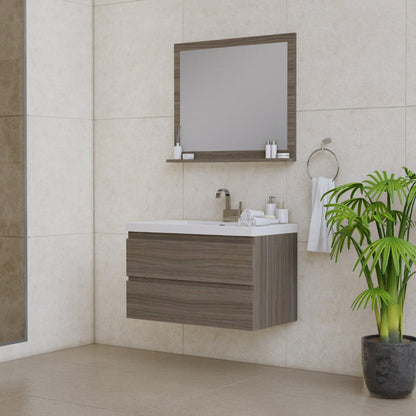 Alya Bath Paterno 36" Single Gray Modern Wall Mounted  Bathroom Vanity With Acrylic Top and Integrated Sink - AB-MOF36-G