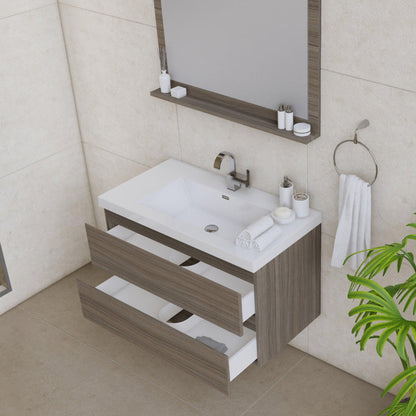 Alya Bath Paterno 36" Single Gray Modern Wall Mounted  Bathroom Vanity With Acrylic Top and Integrated Sink - AB-MOF36-G