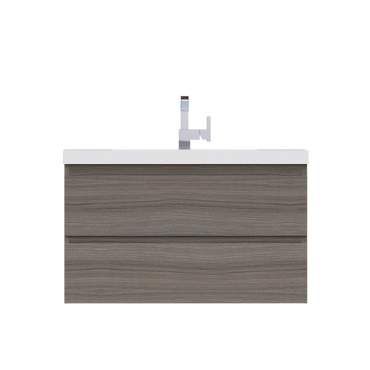 Alya Bath Paterno 36" Single Gray Modern Wall Mounted  Bathroom Vanity With Acrylic Top and Integrated Sink - AB-MOF36-G