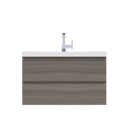 Alya Bath Paterno 36" Single Gray Modern Wall Mounted  Bathroom Vanity With Acrylic Top and Integrated Sink - AB-MOF36-G