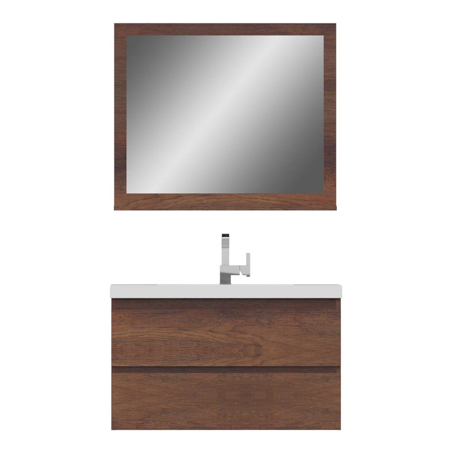 Alya Bath Paterno 36" Single Rosewood Modern Wall Mounted Bathroom Vanity With Acrylic Top and Integrated Sink - AB-MOF36-RW