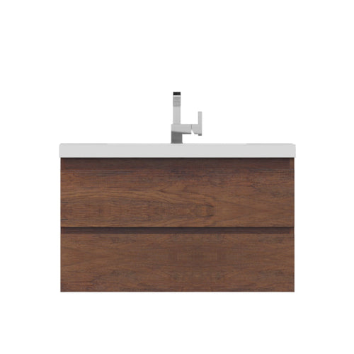 Alya Bath Paterno 36" Single Rosewood Modern Wall Mounted Bathroom Vanity With Acrylic Top and Integrated Sink - AB-MOF36-RW