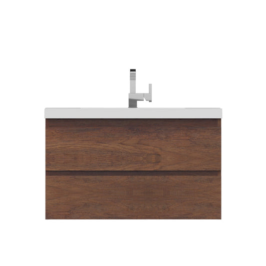 Alya Bath Paterno 36" Single Rosewood Modern Wall Mounted Bathroom Vanity With Acrylic Top and Integrated Sink - AB-MOF36-RW