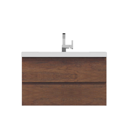Alya Bath Paterno 36" Single Rosewood Modern Wall Mounted Bathroom Vanity With Acrylic Top and Integrated Sink - AB-MOF36-RW