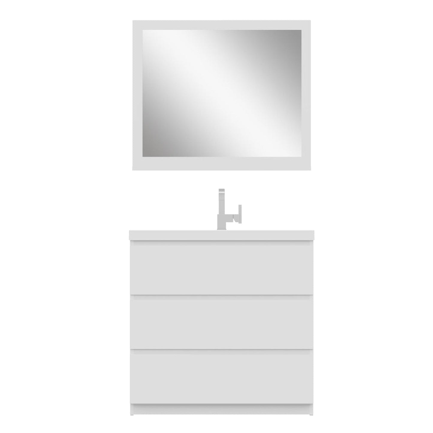 Alya Bath Paterno 36" Single White Modern Freestanding  Bathroom Vanity With Acrylic Top and Integrated Sink - AB-MOA36-W