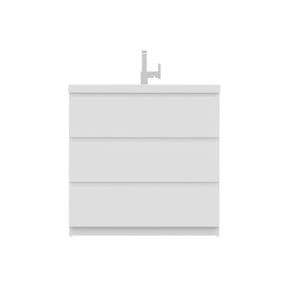 Alya Bath Paterno 36" Single White Modern Freestanding  Bathroom Vanity With Acrylic Top and Integrated Sink - AB-MOA36-W