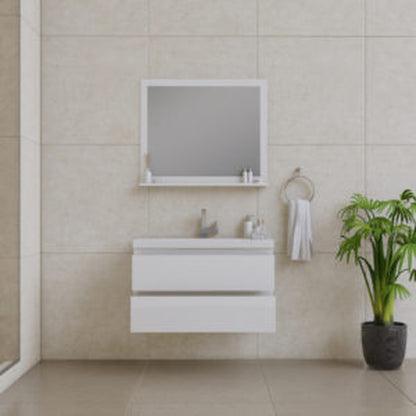Alya Bath Paterno 36" Single White Modern Wall Mounted  Bathroom Vanity With Acrylic Top and Integrated Sink - AB-MOF36-W