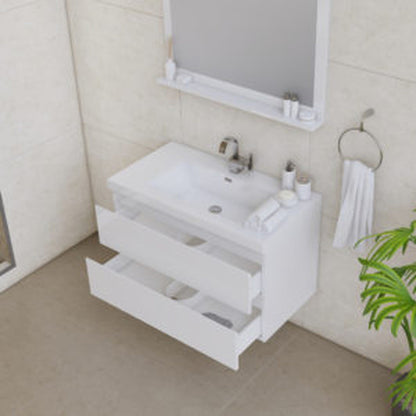 Alya Bath Paterno 36" Single White Modern Wall Mounted  Bathroom Vanity With Acrylic Top and Integrated Sink - AB-MOF36-W