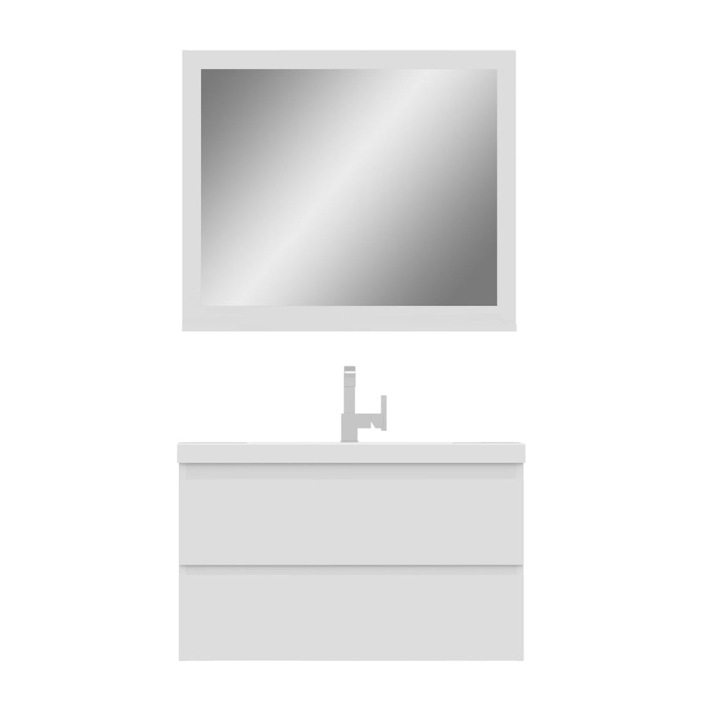 Alya Bath Paterno 36" Single White Modern Wall Mounted  Bathroom Vanity With Acrylic Top and Integrated Sink - AB-MOF36-W