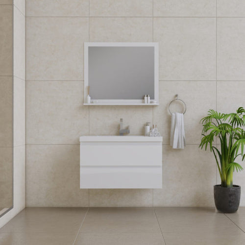 Alya Bath Paterno 36" Single White Modern Wall Mounted  Bathroom Vanity With Acrylic Top and Integrated Sink - AB-MOF36-W