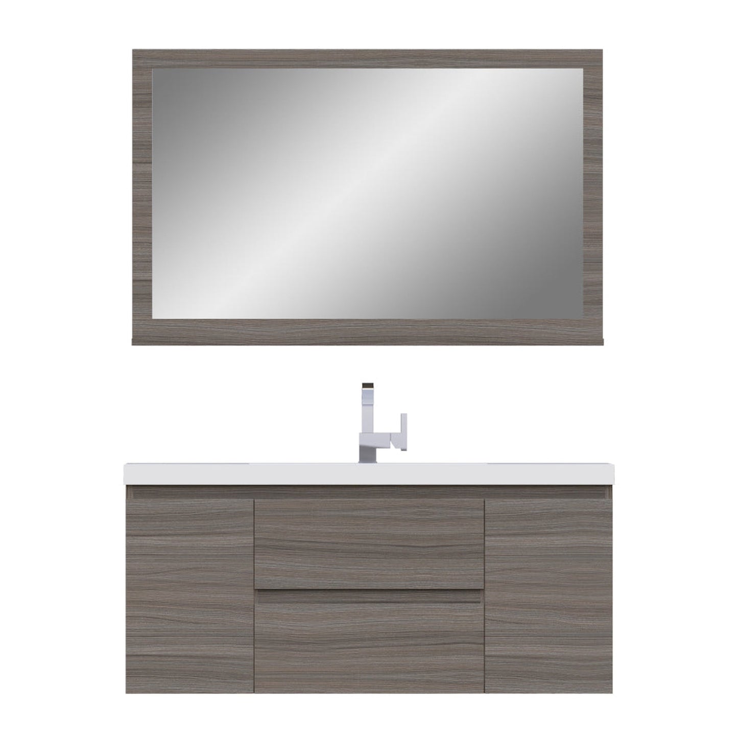 Alya Bath Paterno 48" Single Gray Modern Wall Mounted Bathroom Vanity With Acrylic Top and Integrated Sink - AB-MOF48-G