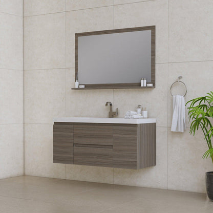 Alya Bath Paterno 48" Single Gray Modern Wall Mounted Bathroom Vanity With Acrylic Top and Integrated Sink - AB-MOF48-G