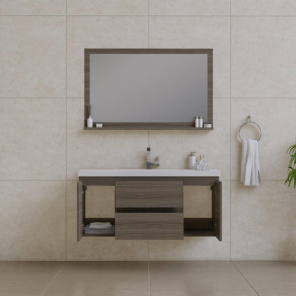 Alya Bath Paterno 48" Single Gray Modern Wall Mounted Bathroom Vanity With Acrylic Top and Integrated Sink - AB-MOF48-G
